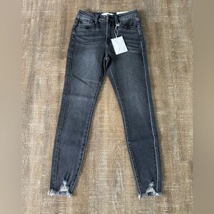 KanCan Women's Washed Charcoal Black Skinny Jeans